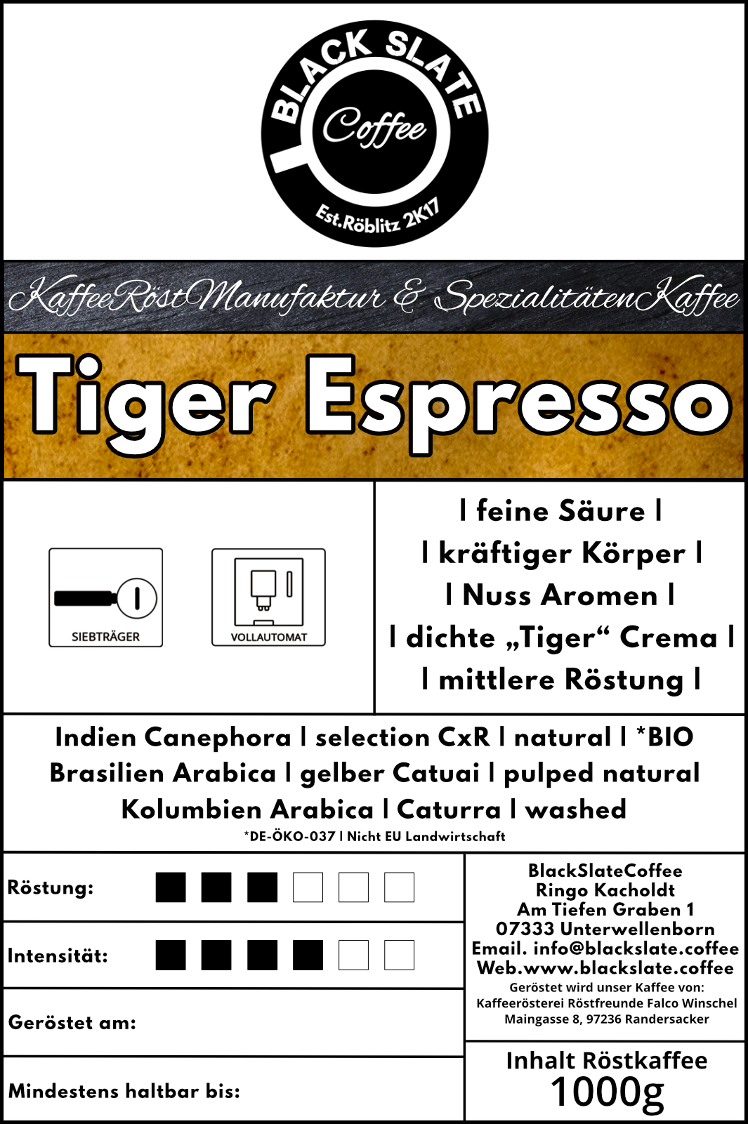 BlackSlateCoffee | Tiger Espresso |